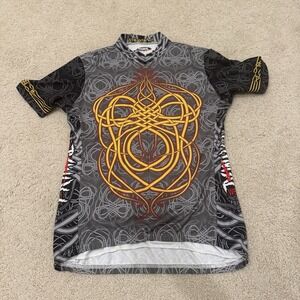 Primal Gear Bike Jersey Yellow/Red Celtic Knot Design Men's Large UV Protection